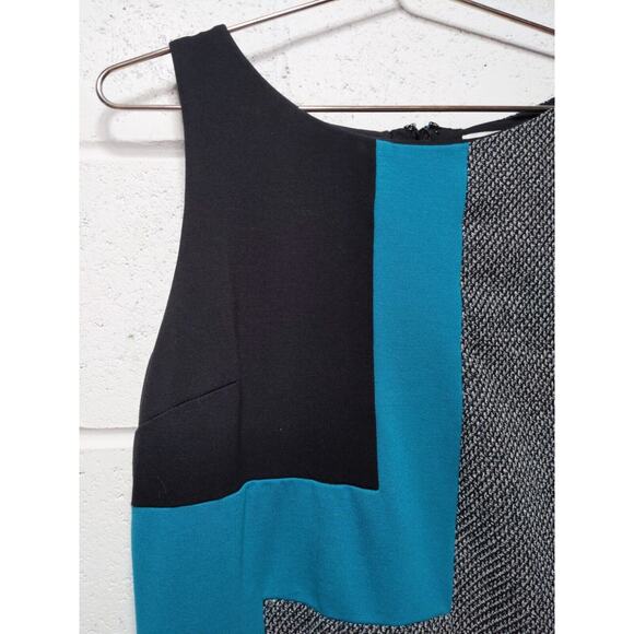 White House Black Market Black and Teal Dress - Picture 3 of 9